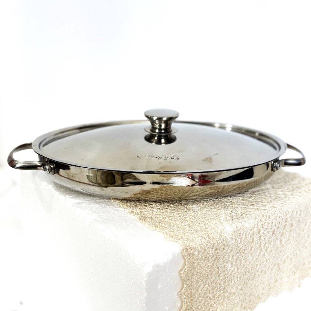 * Wolfgang Puck Bistro Elite Oval Casserole Pan w/Lid Stainless Steel 13” EUC